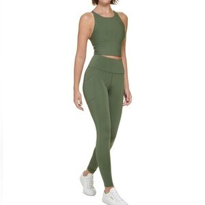 Calvin Klein LOW IMPART HIGH NECK CROP TOP Sizes XL Green